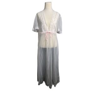 Vintage Gilead NWT White Lace Sheer Nightgown Robe Lingerie Nightie Size Large